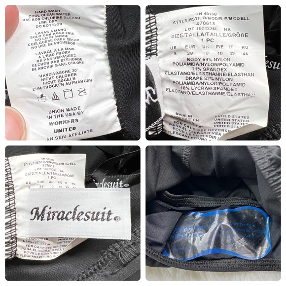 NWOT Miraclesuit Bandeau One-Piece Embellished Swimsuit in Black Size 8 - Picture 11 of 12